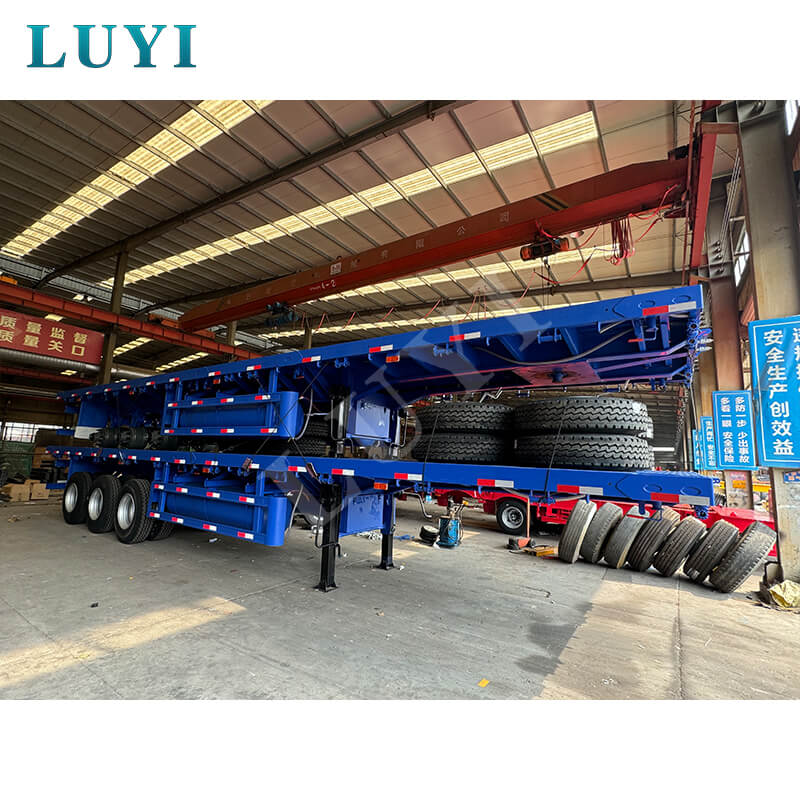 Semi-reboque plano de 3 eixos, 4 pés e 50 toneladas para venda