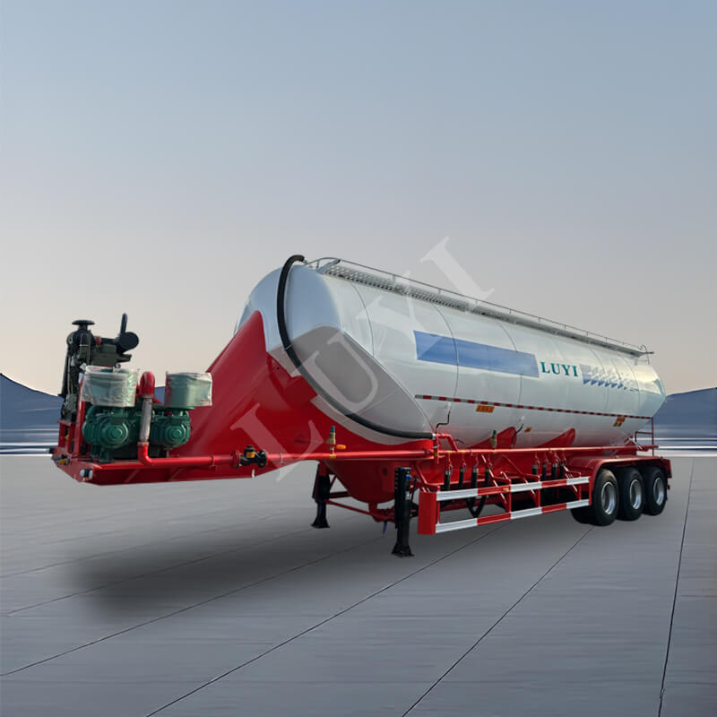 Semirreboque tanque de cimento tipo V a granel de 3 eixos e 50 metros cúbicos