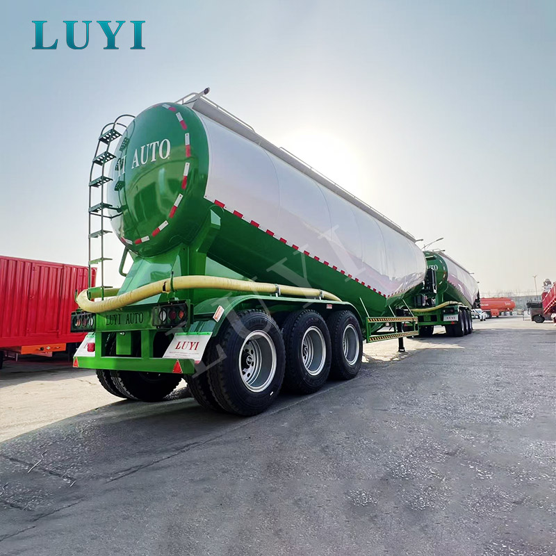 Semi-reboque tanque de pó de 3 eixos 60m³ para cimento, cinzas volantes e pós a granel seco