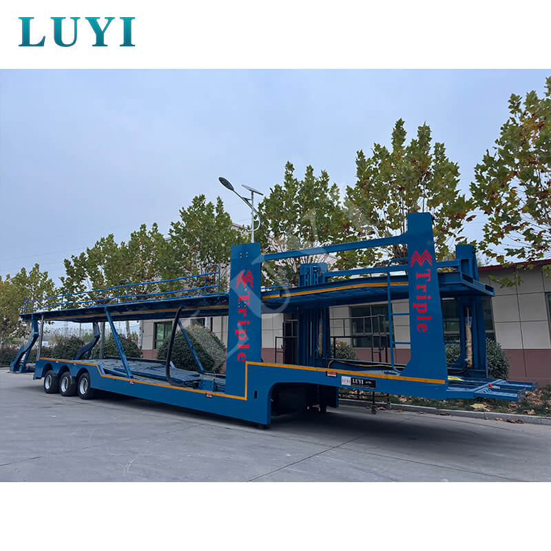 Semirreboque de transporte de automóveis de 3 eixos, reboque de contêiner de 17 metros