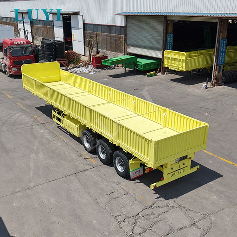 Semi-reboque de parede lateral aberta de 3 eixos para contêiner de 60 toneladas, carga a granel e transporte de carga geral