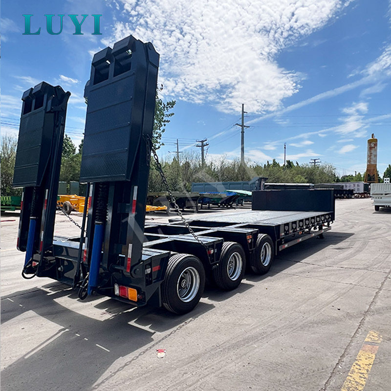3 linha 6 eixo 80T semi-reboque rebaixado para transporte de máquinas pesadas