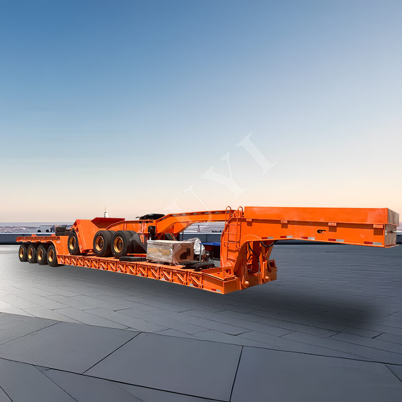 Semirreboque Gooseneck de 4 eixos e 100 toneladas