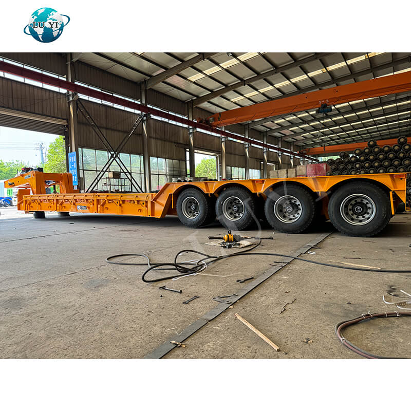 Caminhão semirreboque pescoço de ganso com cama baixa de 4 eixos e 100 toneladas