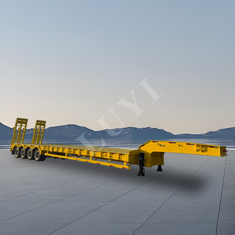 Reboque Lowboy de pescoço de ganso personalizado de 4 eixos e 80 toneladas Reboque Lowboy de pescoço de ganso personalizado de 4 eixos e 80 toneladas