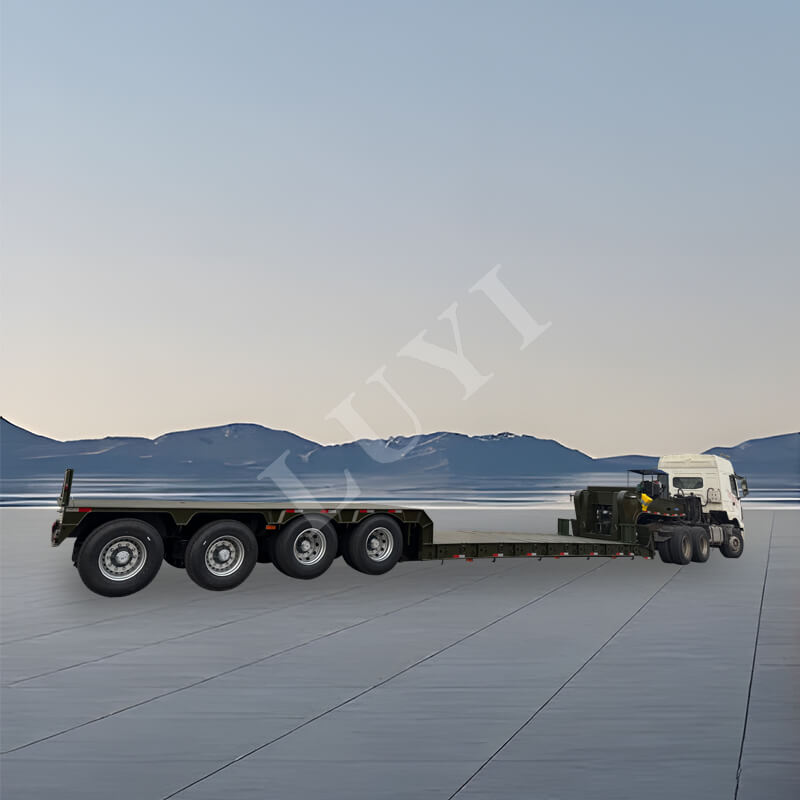 Reboque de caminhão de cama baixa de 150 toneladas com pescoço de ganso removível de 4 eixos Reboque de caminhão de cama baixa de 150 toneladas com pescoço de ganso removível de 4 eixos