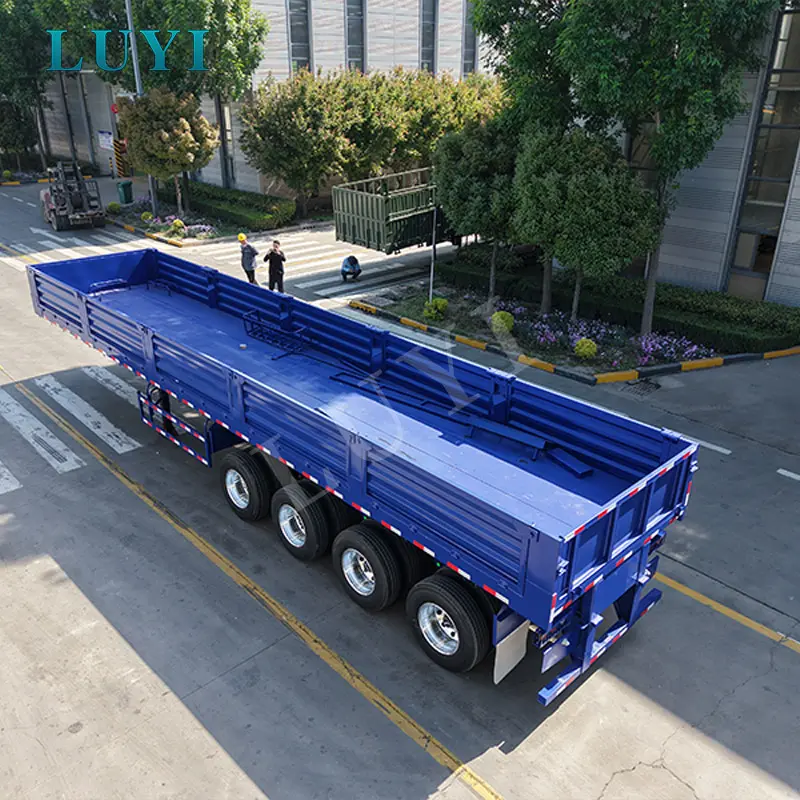 Semi-reboque lateral de 4 eixos para transporte de carga a granel e contêineres