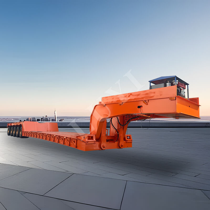 Semirreboque gooseneck destacável de 5 eixos