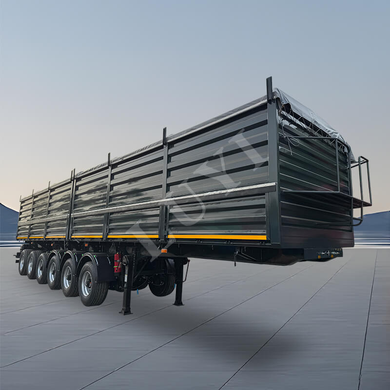 Reboque personalizado da parede lateral de 6 eixos com capacidade de carga de 100 toneladas semi