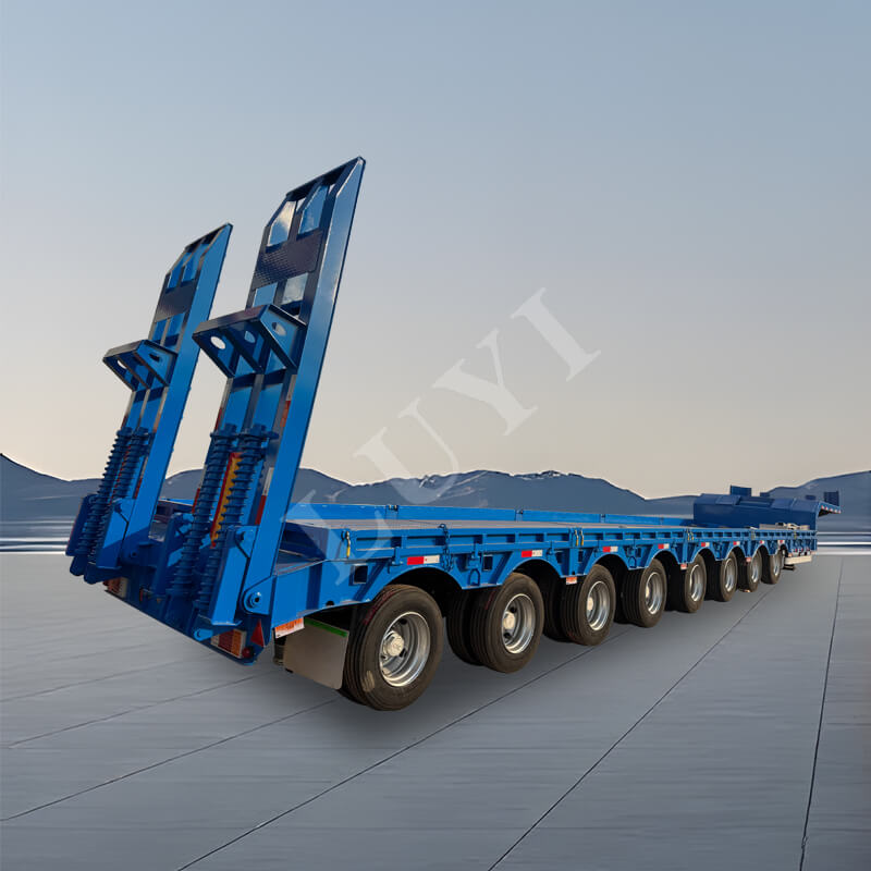 Reboque lowboy resistente de pescoço de ganso de 8 eixos e 150 toneladas