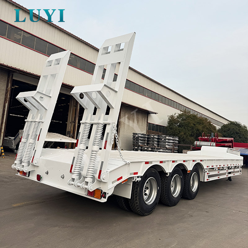 Semi-reboque de caminhão de cama baixa Lowboy Gooseneck Lowbed de 80 toneladas