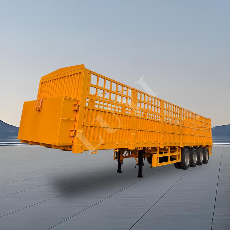 Semirreboque de parede lateral de 4 eixos com painel lateral removível, semirreboque de alta lateral de 60 toneladas e 80 toneladas Semirreboque de parede lateral de 4 eixos com painel lateral removível, semirreboque de alta lateral de 60 toneladas e 80 toneladas